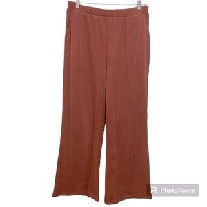 EZ by Nina Leonard Ribbed Sweater Knit Wide Leg Pull-On Pant Size Large NWT